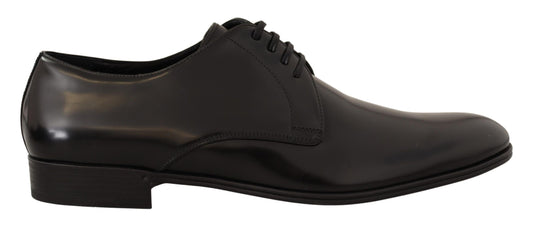 Dolce & Gabbana Elegant Black Leather Derby Shoes EU39 / US6