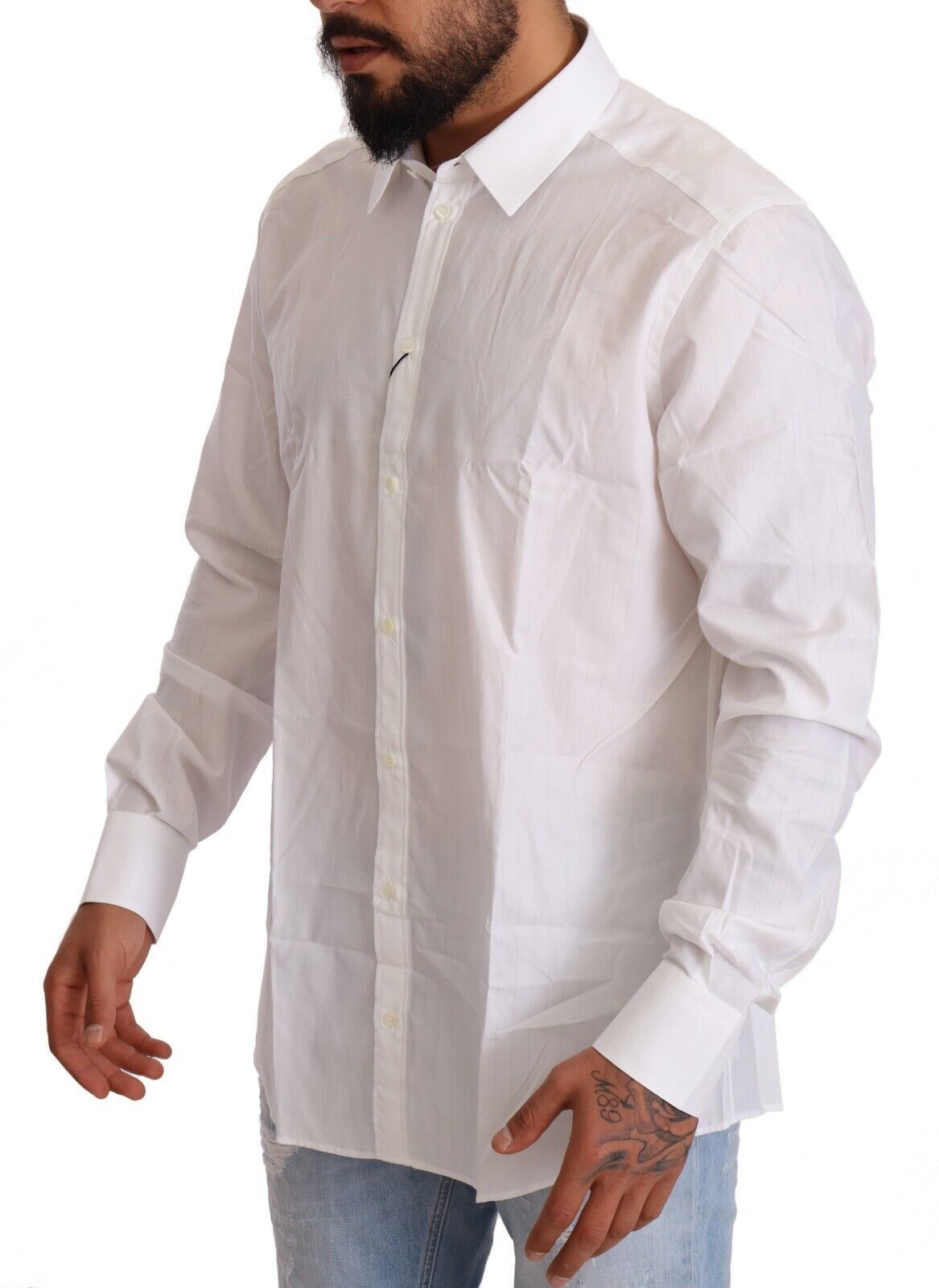 Dolce & Gabbana White Cotton Martini Fit Shirt IT44 | 3XL