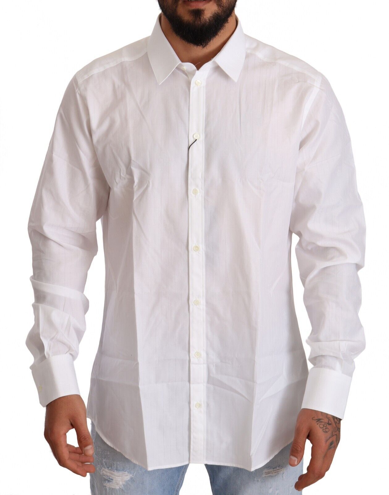 Dolce & Gabbana White Cotton Martini Fit Shirt IT44 | 3XL