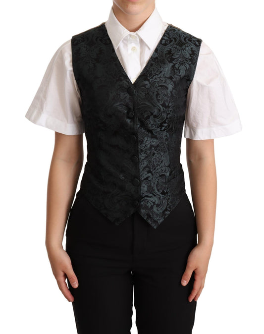 Dolce & Gabbana Enchanting Jacquard Floral Waistcoat IT40 | S