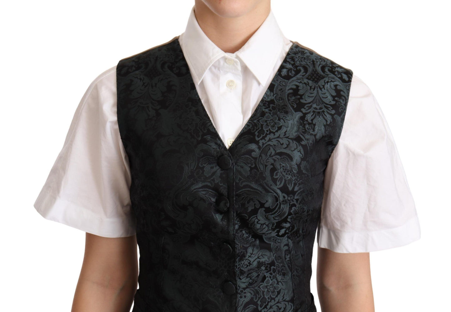 Dolce & Gabbana Enchanting Jacquard Floral Waistcoat IT40 | S