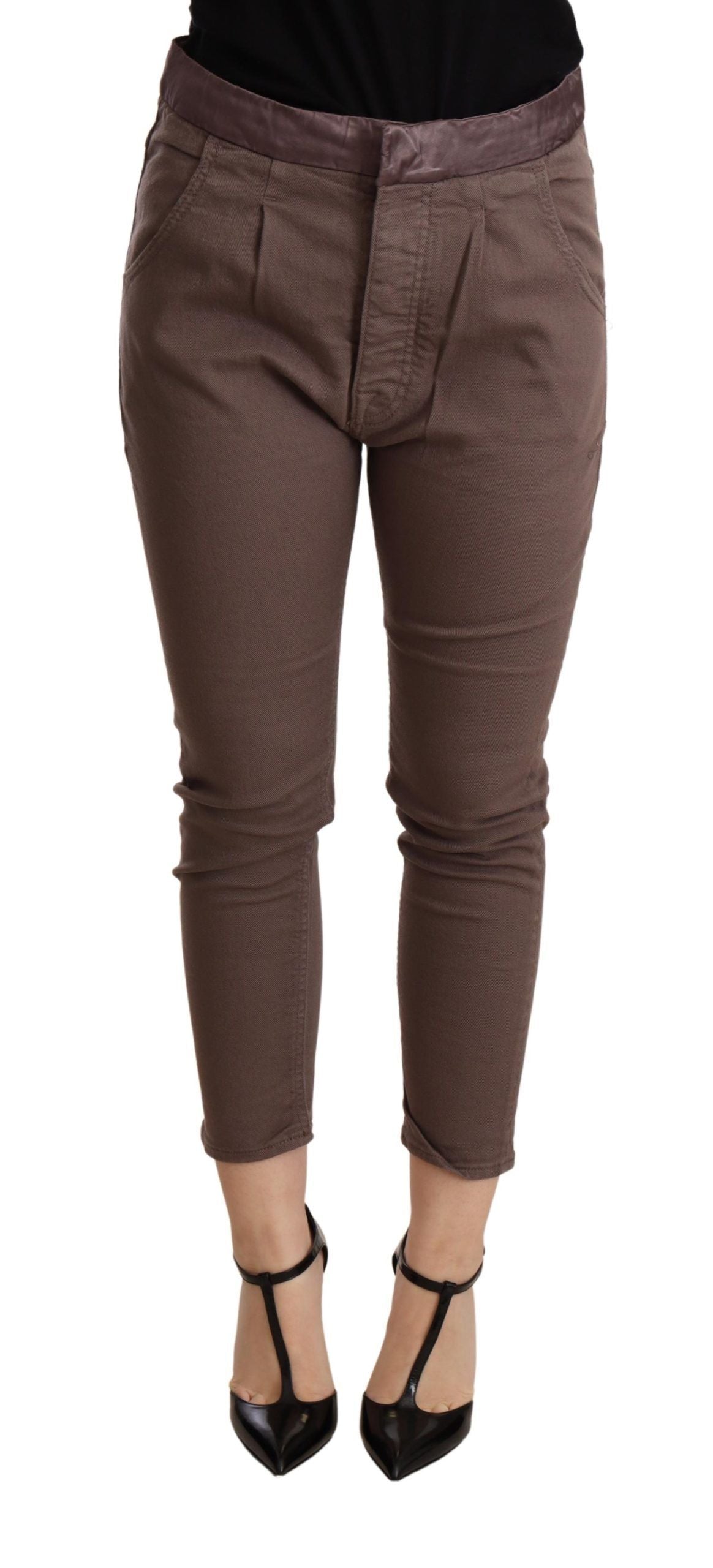 CYCLE Chic Brown Skinny Mid Waist Cropped Pants