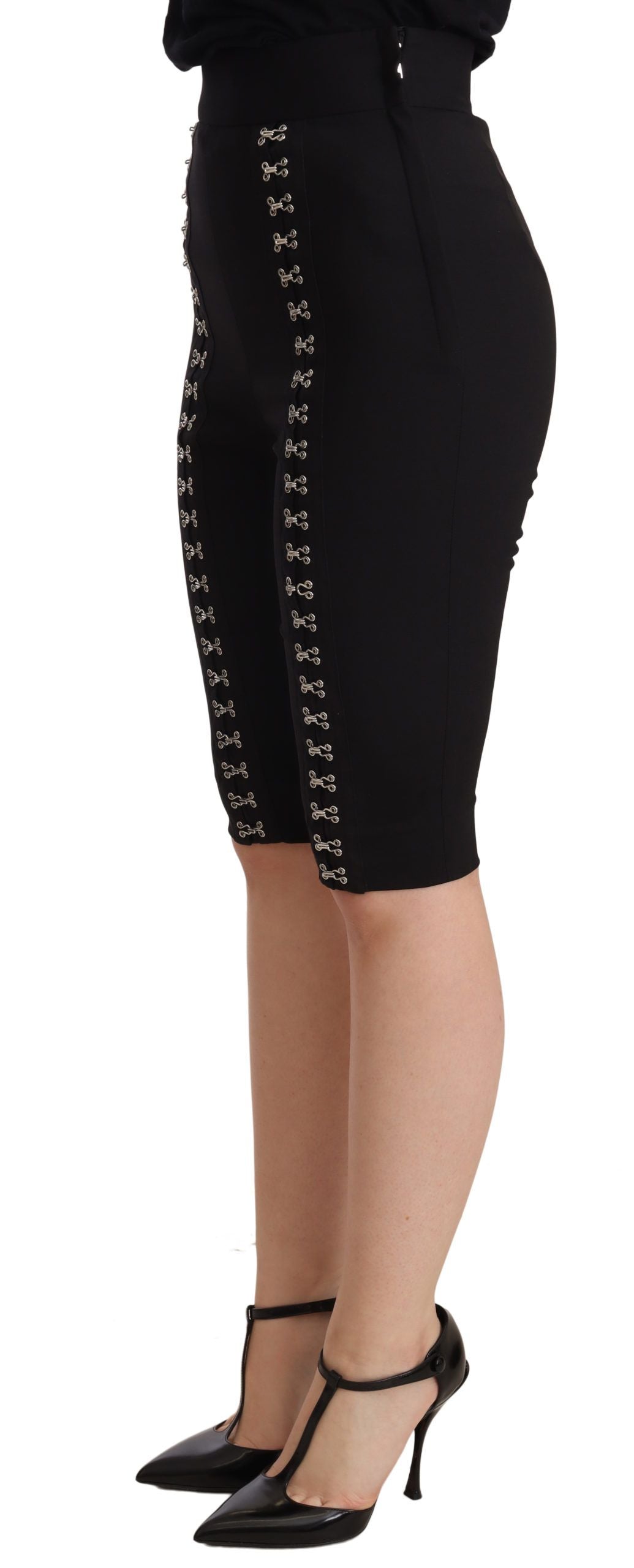 Dolce & Gabbana Elegant High Waist Black Wool Shorts IT36 / XS