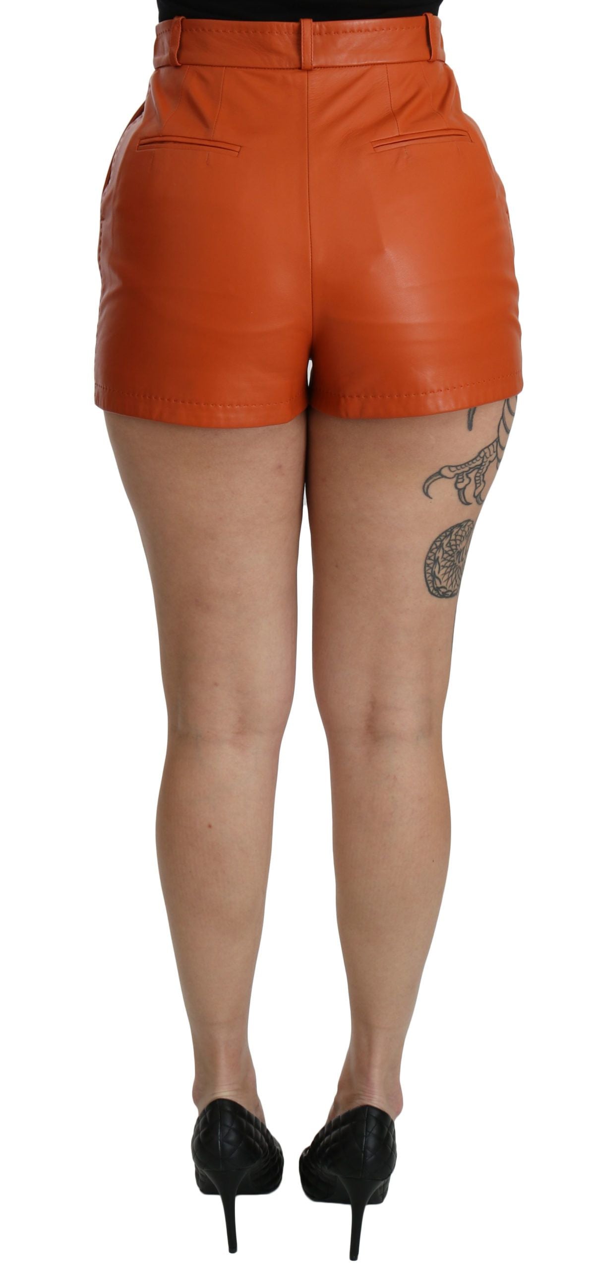 Dolce & Gabbana Chic Orange Leather High Waist Hot Pants IT40 / S