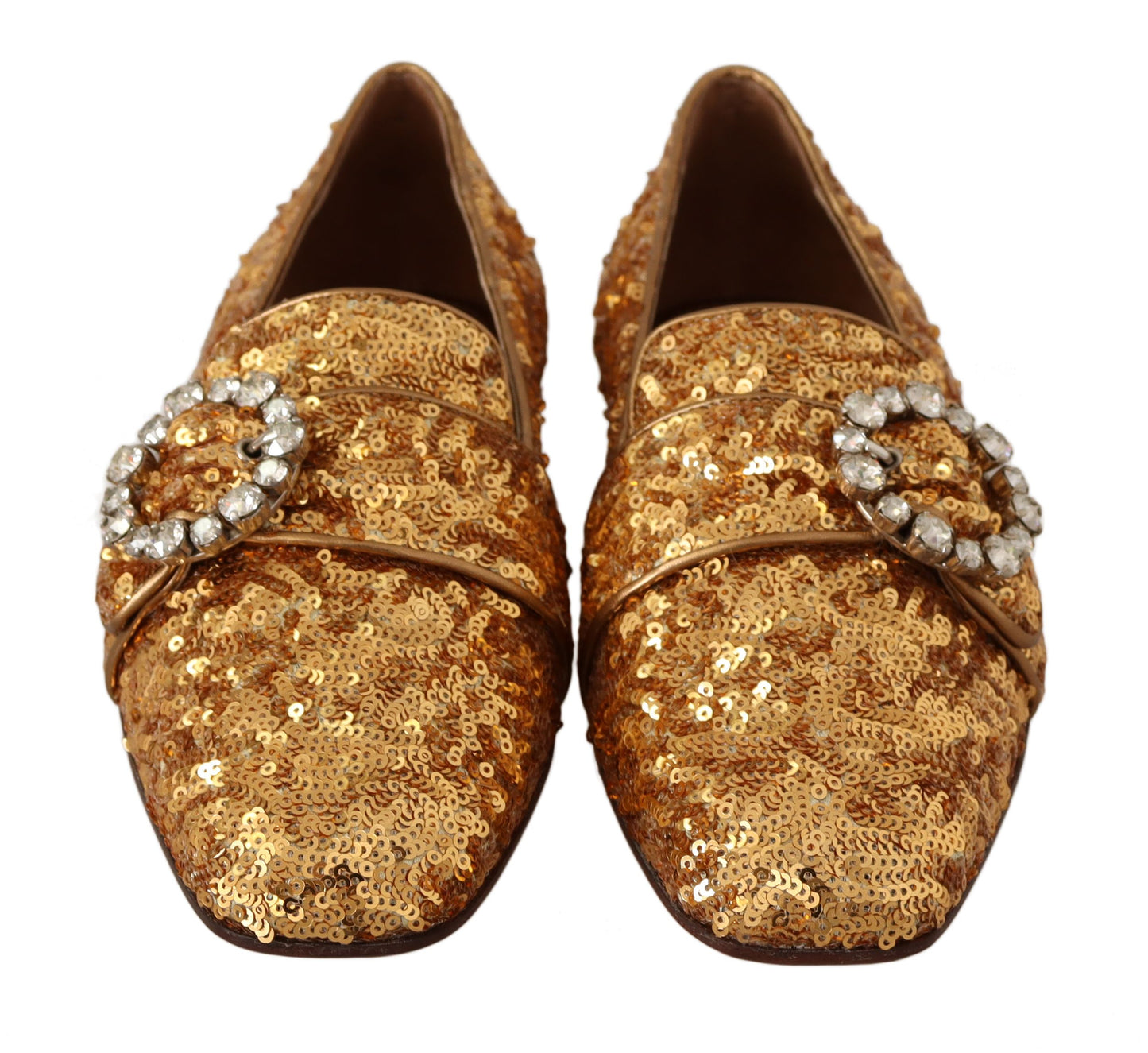 Dolce & Gabbana Elegant Gold Sequin Crystal Flats EU37 / US6.5