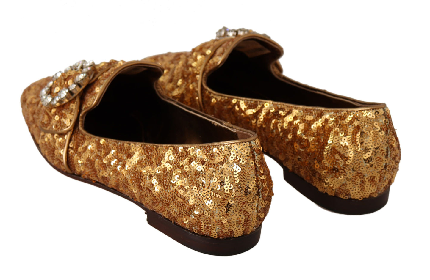 Dolce & Gabbana Elegant Gold Sequin Crystal Flats EU37 / US6.5