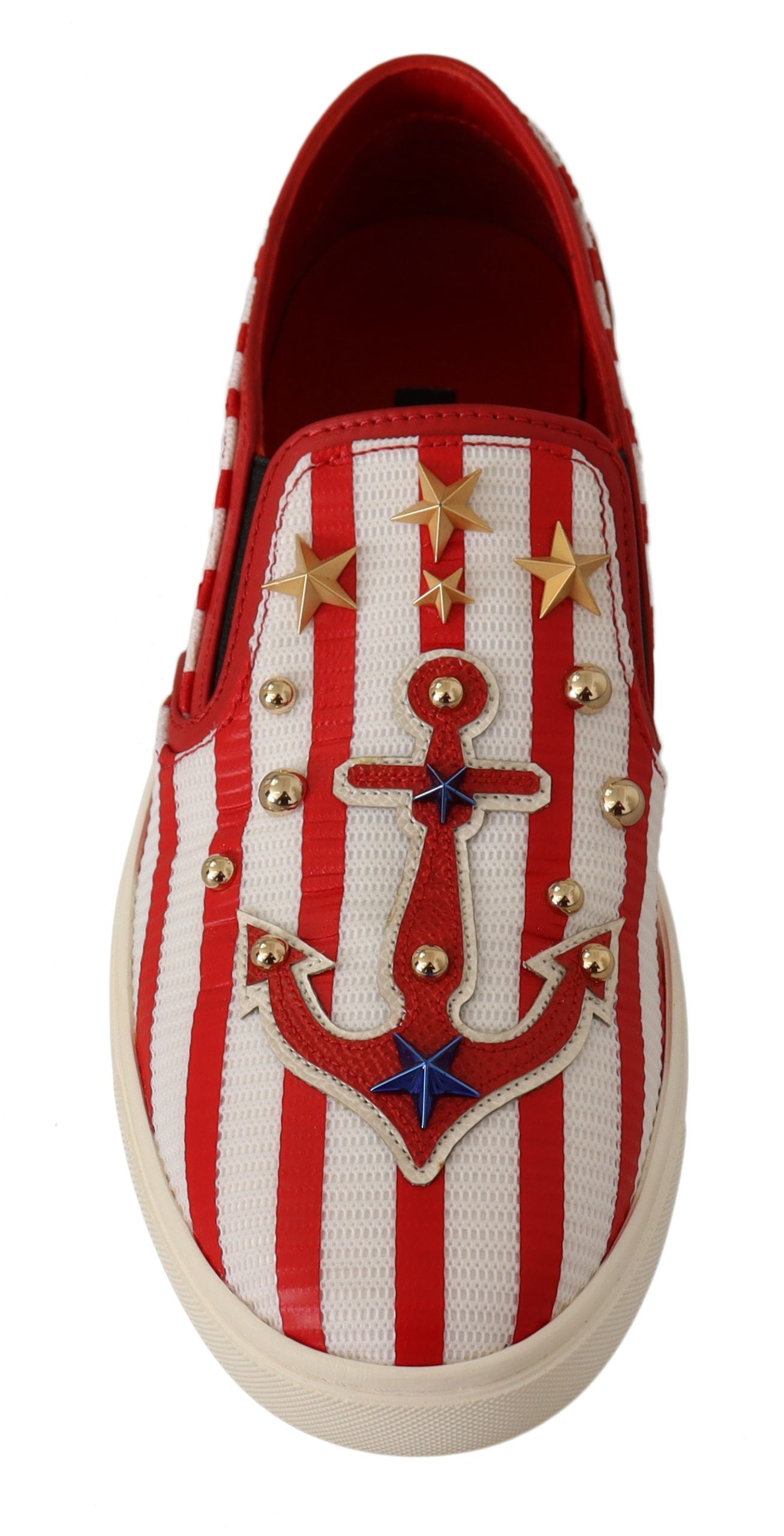 Dolce & Gabbana Stripe Print Studded Loafers EU36 / US5.5