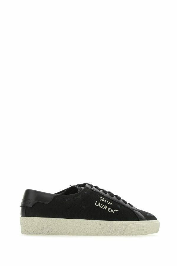 Saint Laurent Sleek Black Canvas & Leather Low-Top Sneakers EU39 | US6