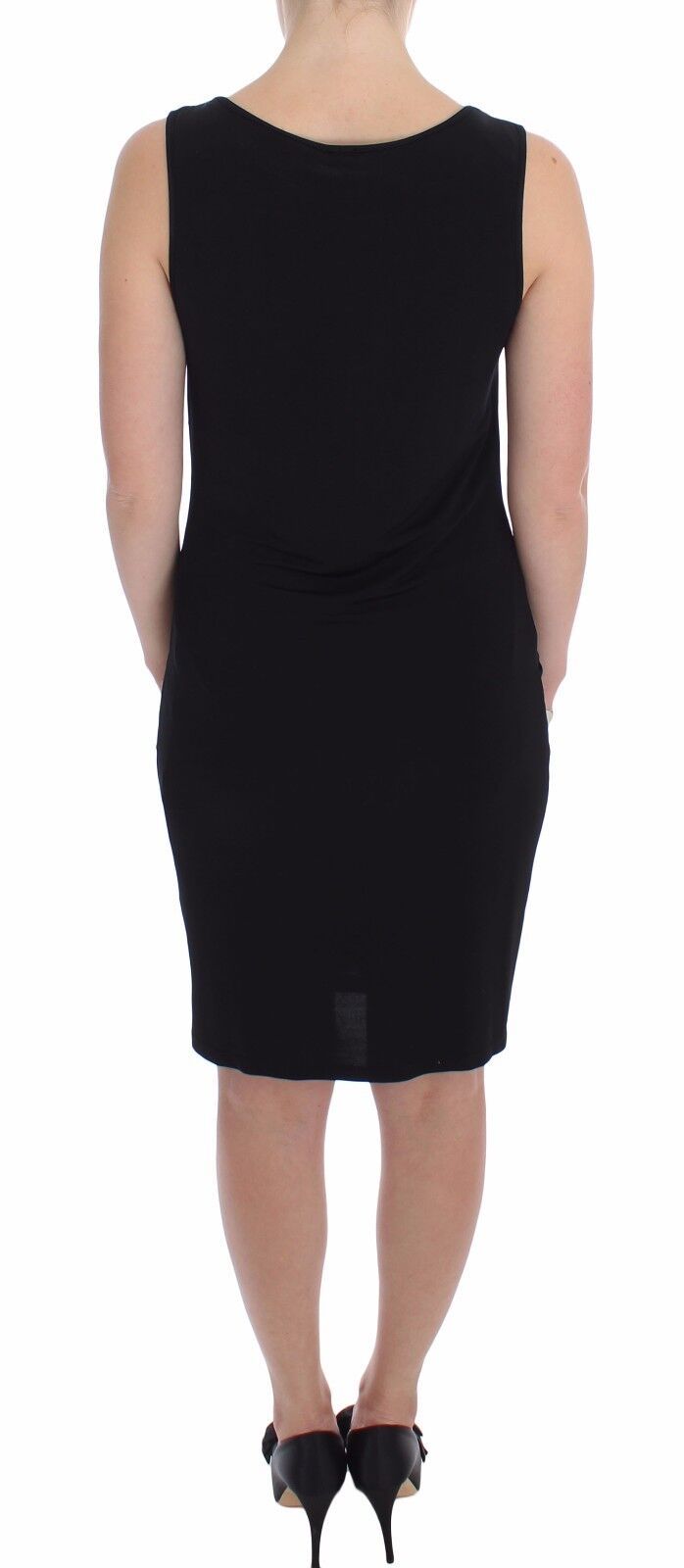 Roccobarocco Elegant Black Sheath Jersey Knee-Length Dress IT48 | L