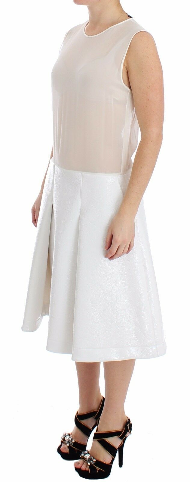 Koonhor Elegant White Silk-Wool Blend Tank Dress IT42 | M