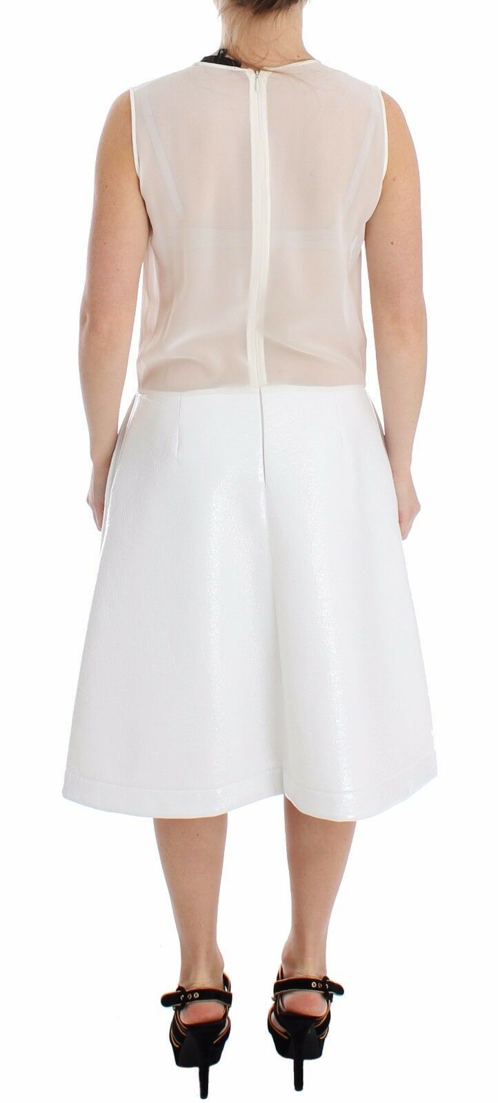 Koonhor Elegant White Silk-Wool Blend Tank Dress IT42 | M