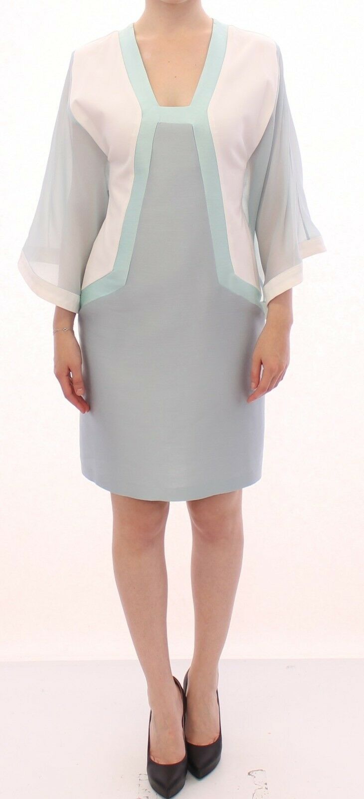 Sergei Grinko Elegant Turquoise Silk Sheath Dress IT40 | S