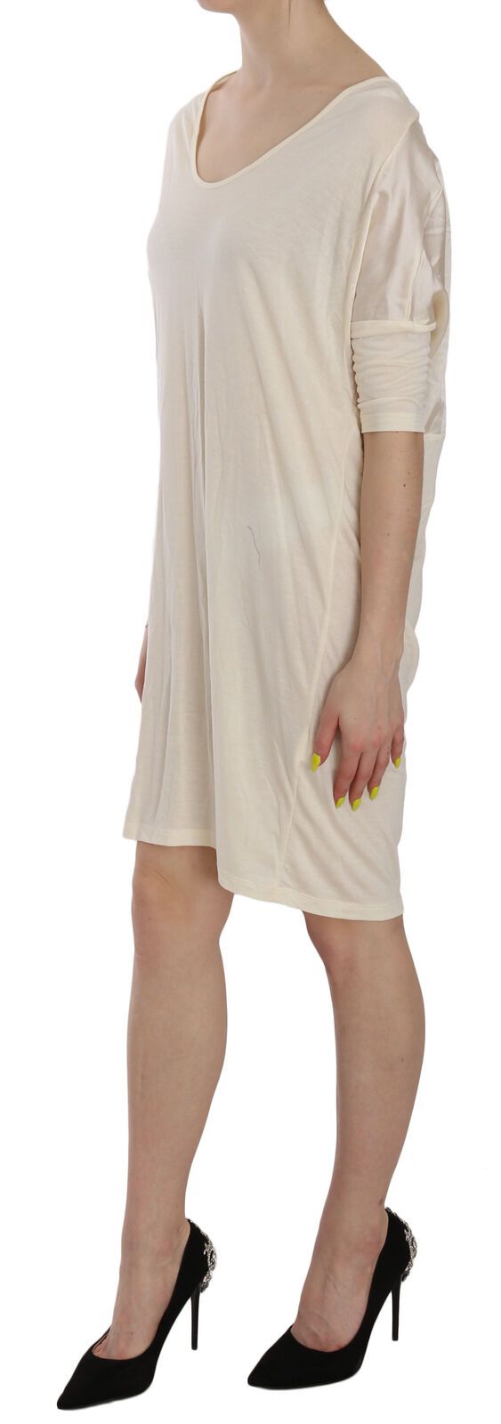 Costume National Chic Cream A-Line Elbow Sleeve Dress IT44 | L