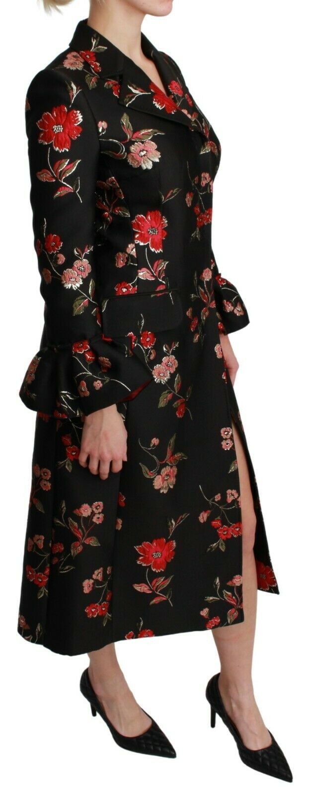 Dolce & Gabbana Elegant Floral Embroidered Trench Coat IT40 | S