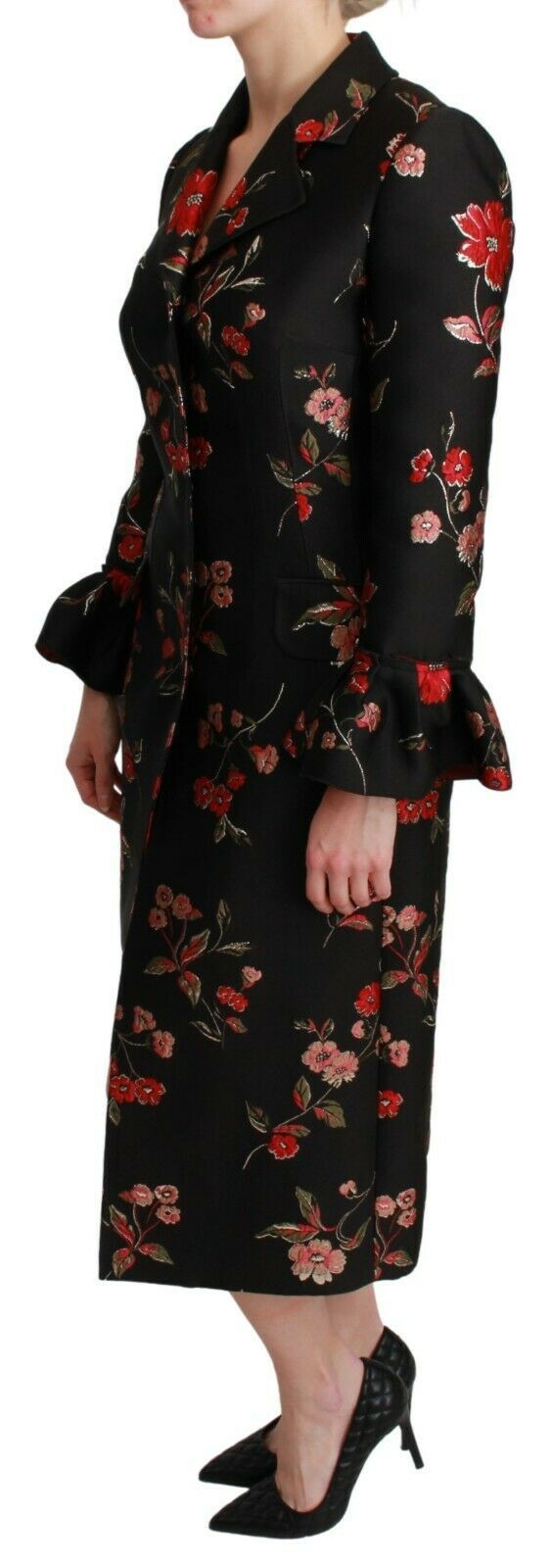 Dolce & Gabbana Elegant Floral Embroidered Trench Coat IT40 | S