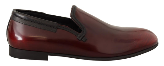 Dolce & Gabbana Elegant Bordeaux Leather Loafers EU40.5 / US7.5