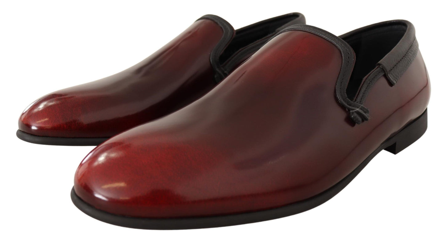 Dolce & Gabbana Elegant Bordeaux Leather Loafers EU40.5 / US7.5