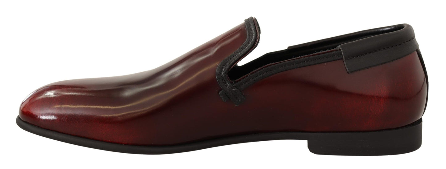 Dolce & Gabbana Elegant Bordeaux Leather Loafers EU40.5 / US7.5