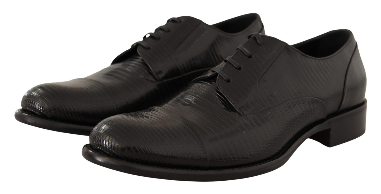 Dolce & Gabbana Elegant Black Lizard Skin Derby Shoes EU42 / US9