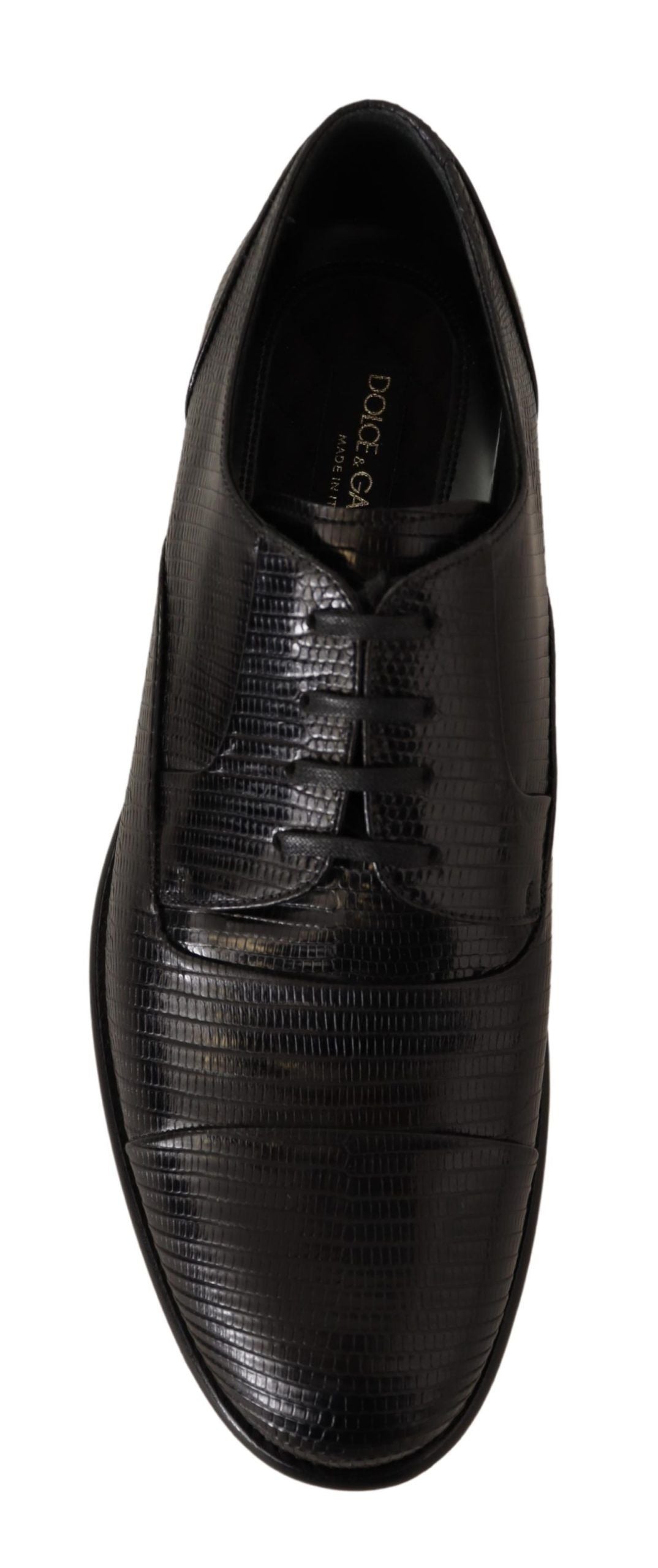 Dolce & Gabbana Elegant Black Lizard Skin Derby Shoes EU42 / US9