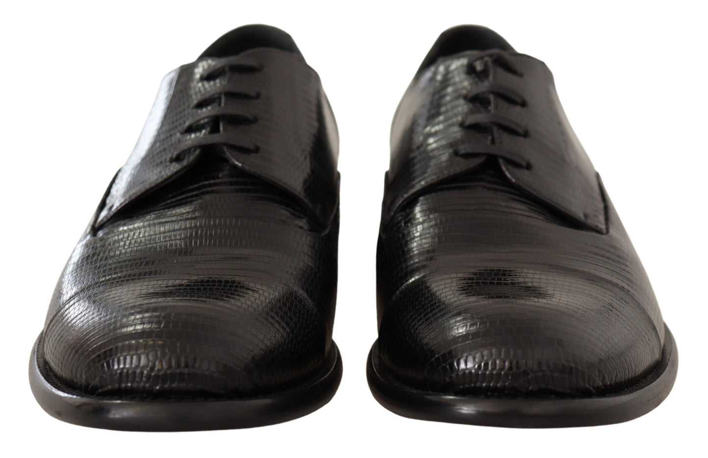 Dolce & Gabbana Elegant Black Lizard Skin Derby Shoes EU42 / US9