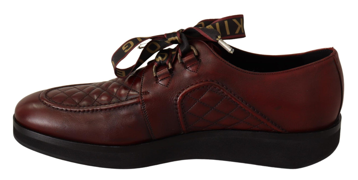 Dolce & Gabbana Elegant Bordeaux Derby Leather Shoes EU43 / US10