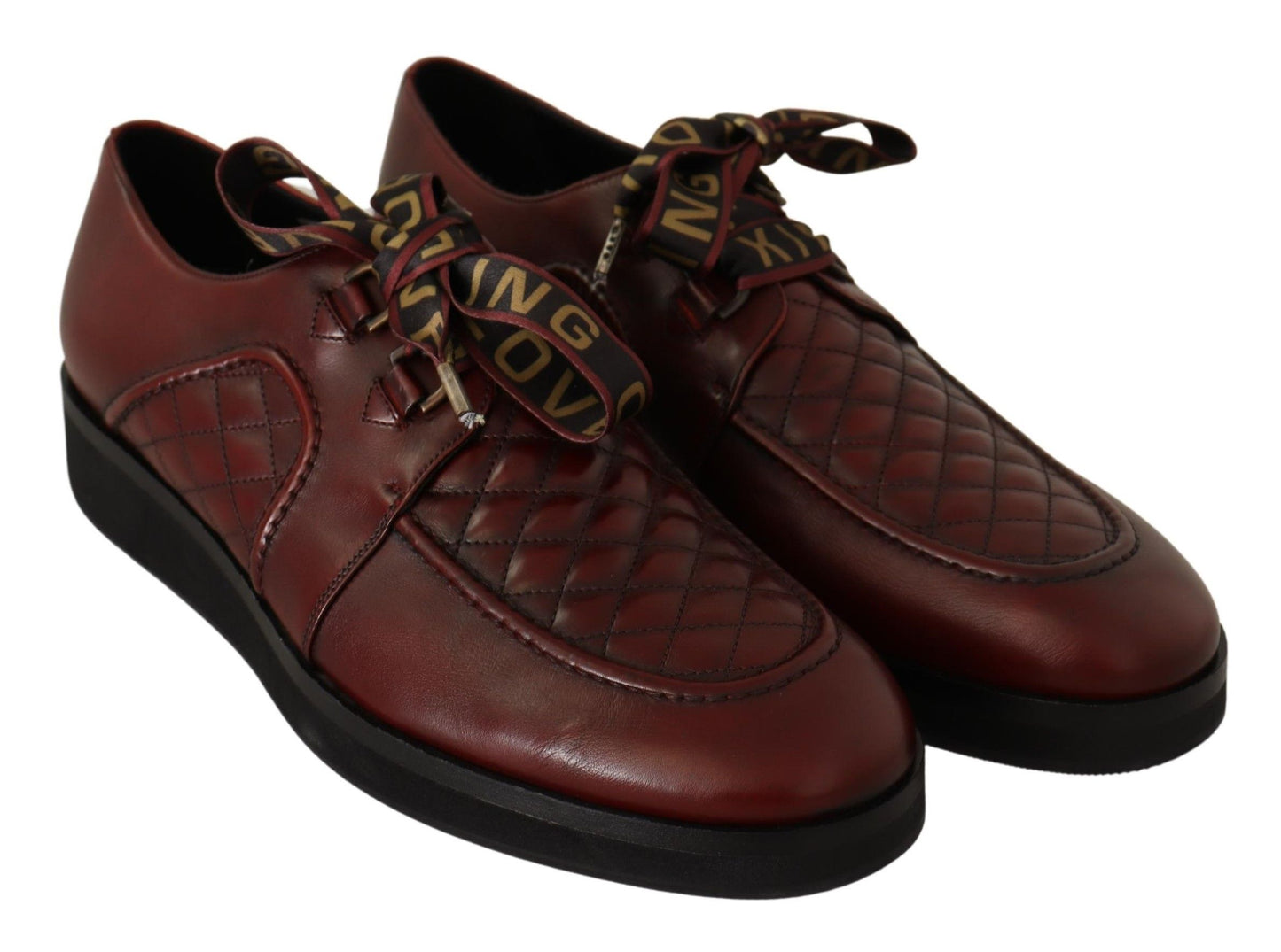 Dolce & Gabbana Elegant Bordeaux Derby Leather Shoes EU43 / US10