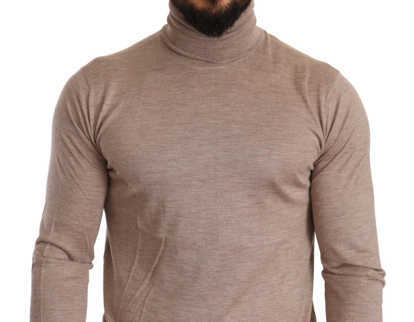 Dolce & Gabbana Beige Turtleneck Cashmere-Silk Blend Sweater IT50 / L