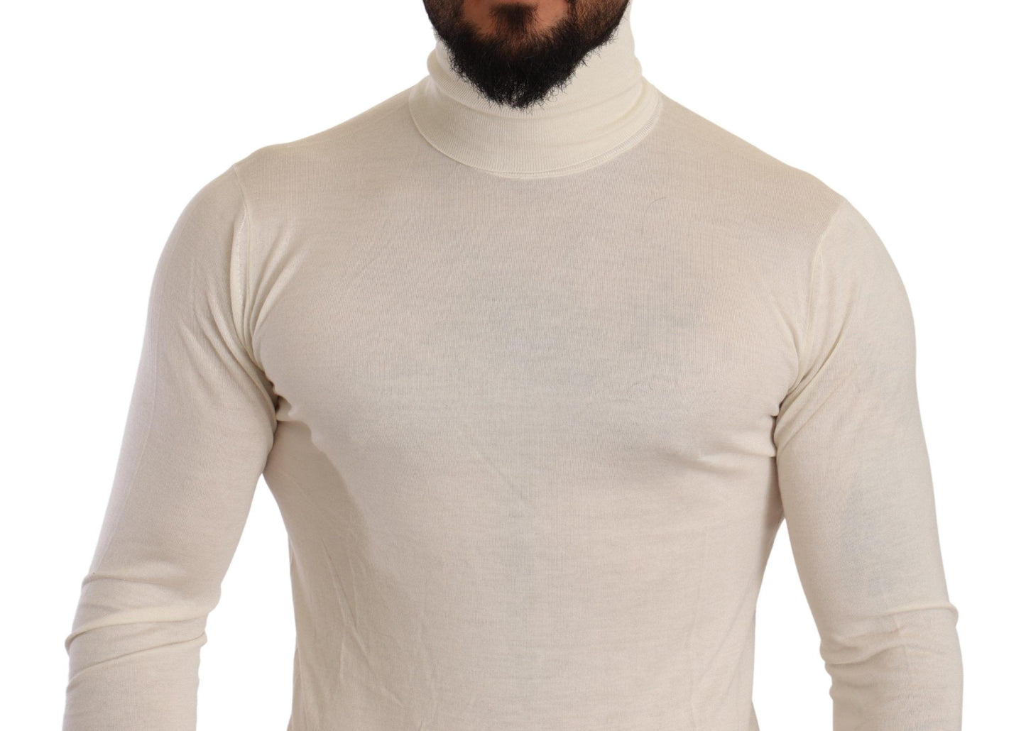 Dolce & Gabbana Ivory Cashmere-Silk Blend Turtleneck Sweater IT46 / S