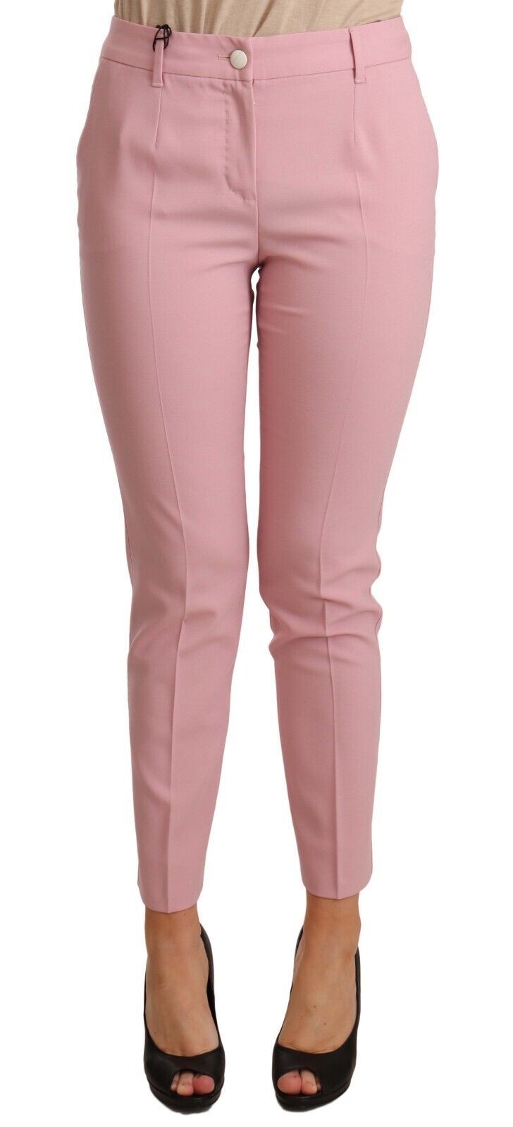 Dolce & Gabbana Elegant Pink Virgin Wool Cropped Trousers IT40 | S