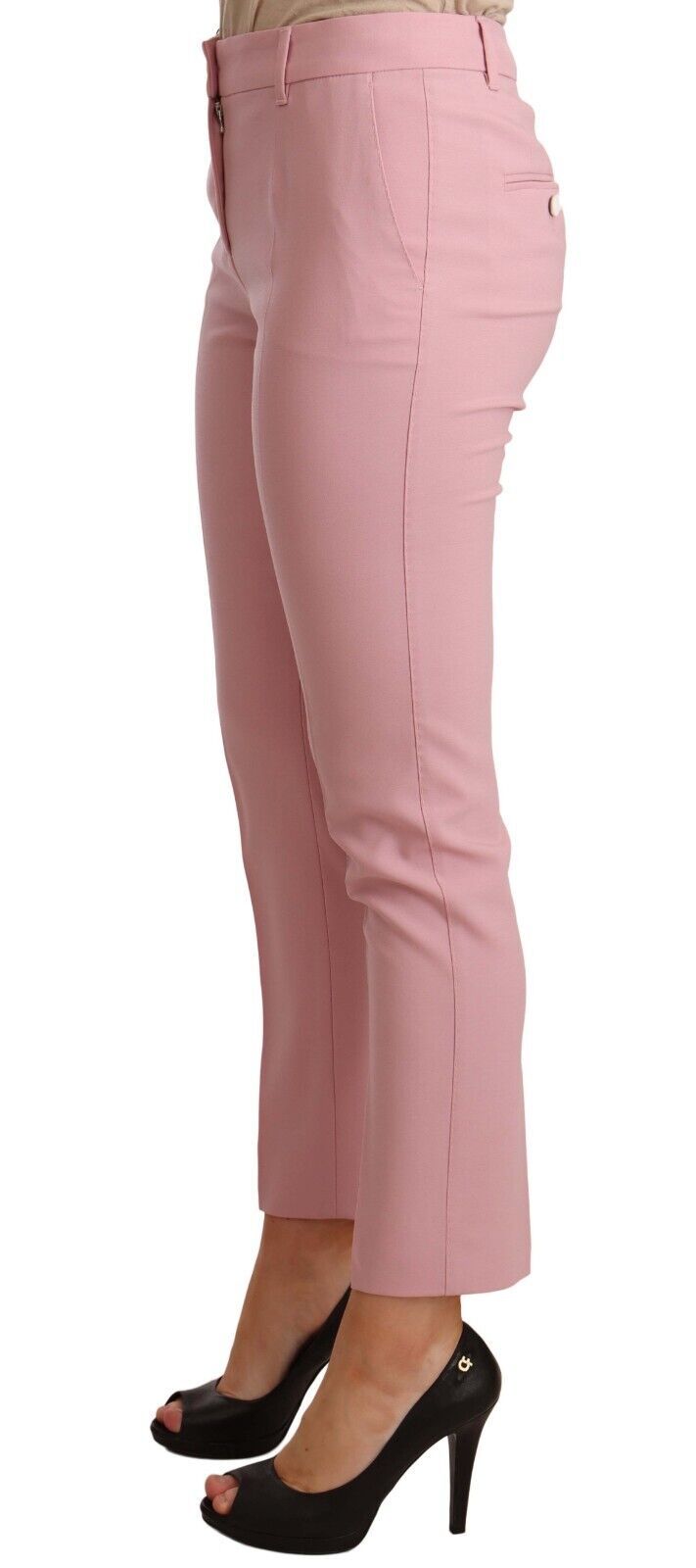 Dolce & Gabbana Elegant Pink Virgin Wool Cropped Trousers IT40 | S