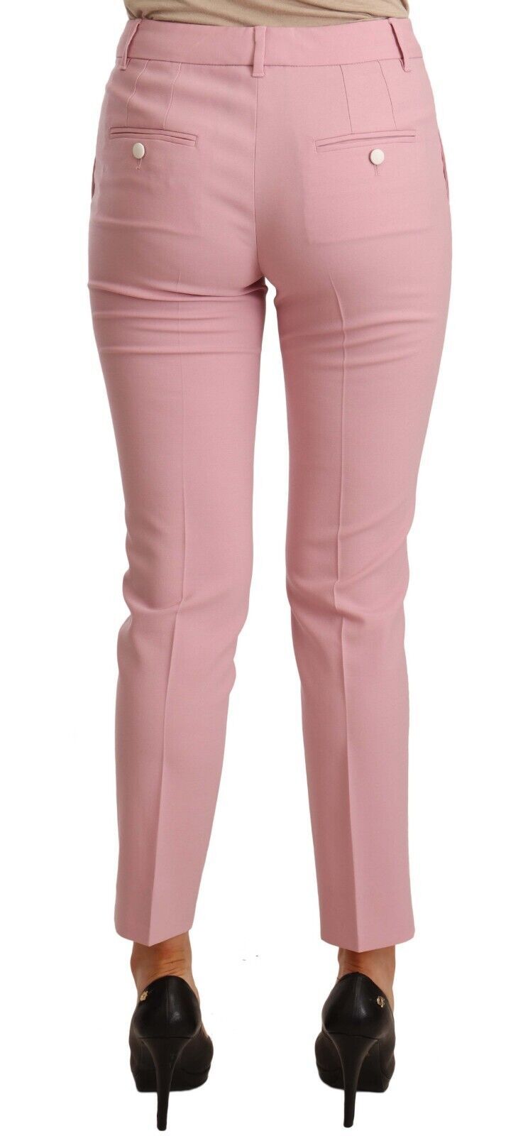 Dolce & Gabbana Elegant Pink Virgin Wool Cropped Trousers IT40 | S