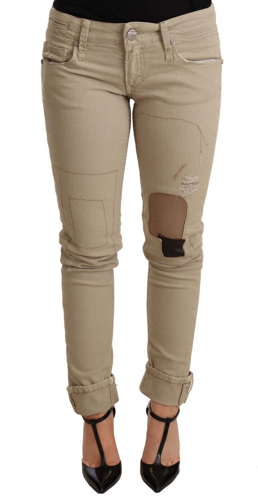 Acht Beige Cotton Slim Fit Chic Jeans W26 | IT40