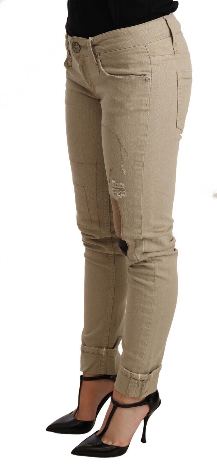 Acht Beige Cotton Slim Fit Chic Jeans W26 | IT40