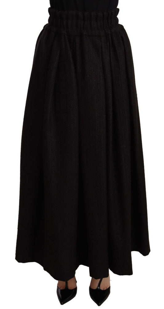 Dolce & Gabbana Elegant High Waist Maxi A-line Wool Skirt IT40 | S