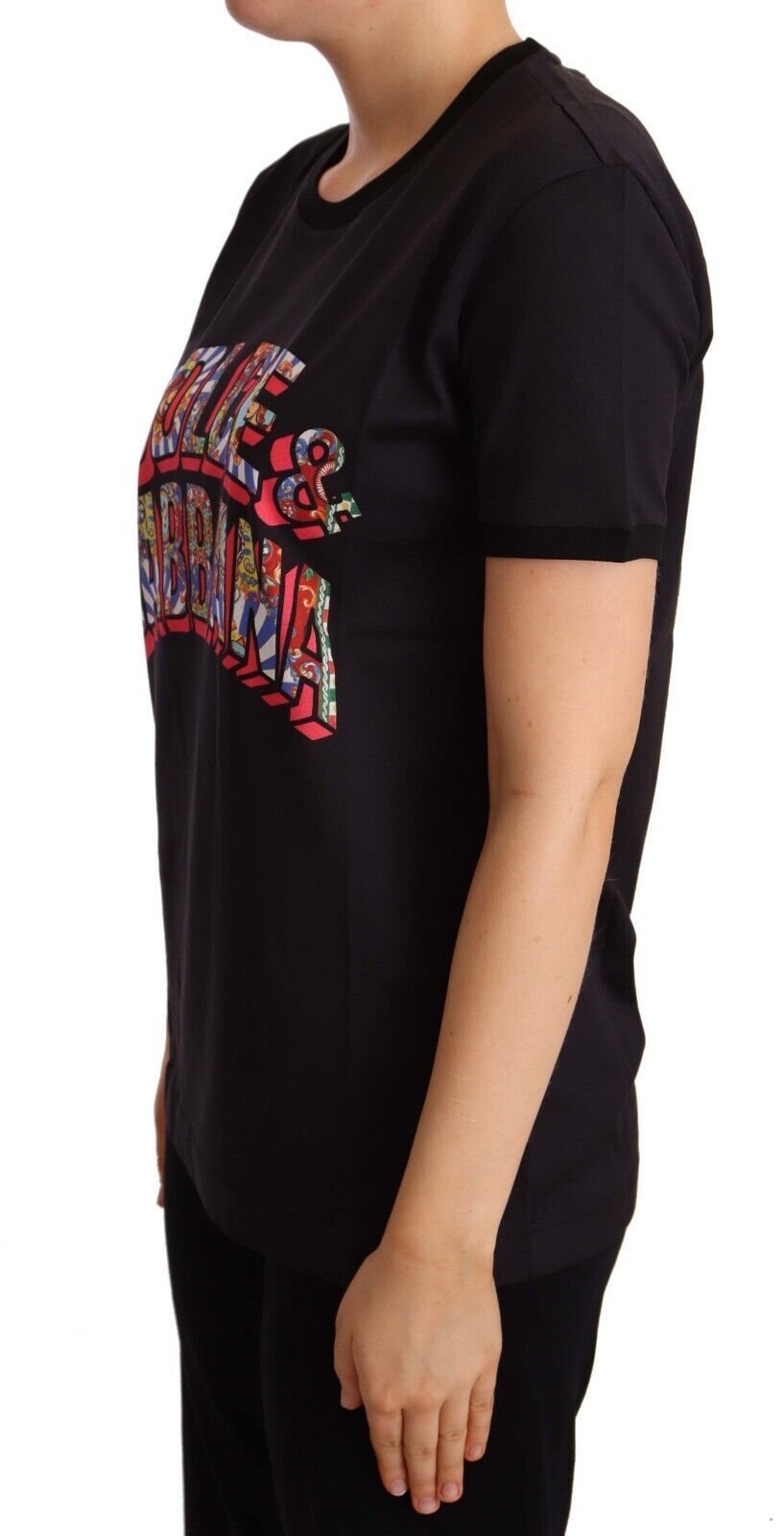 Dolce & Gabbana Elegant Black Cotton Logo Tee IT44 | L