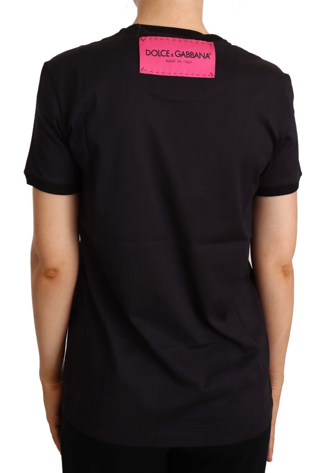 Dolce & Gabbana Elegant Black Cotton Logo Tee IT44 | L