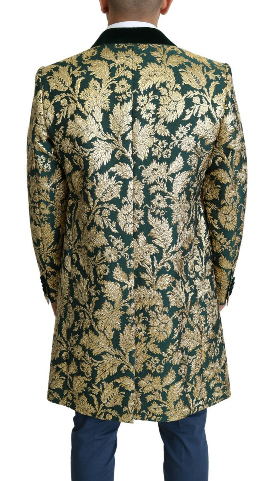 Dolce & Gabbana Elegant Gold Green Jacquard Sicilia Jacket IT52 / XL