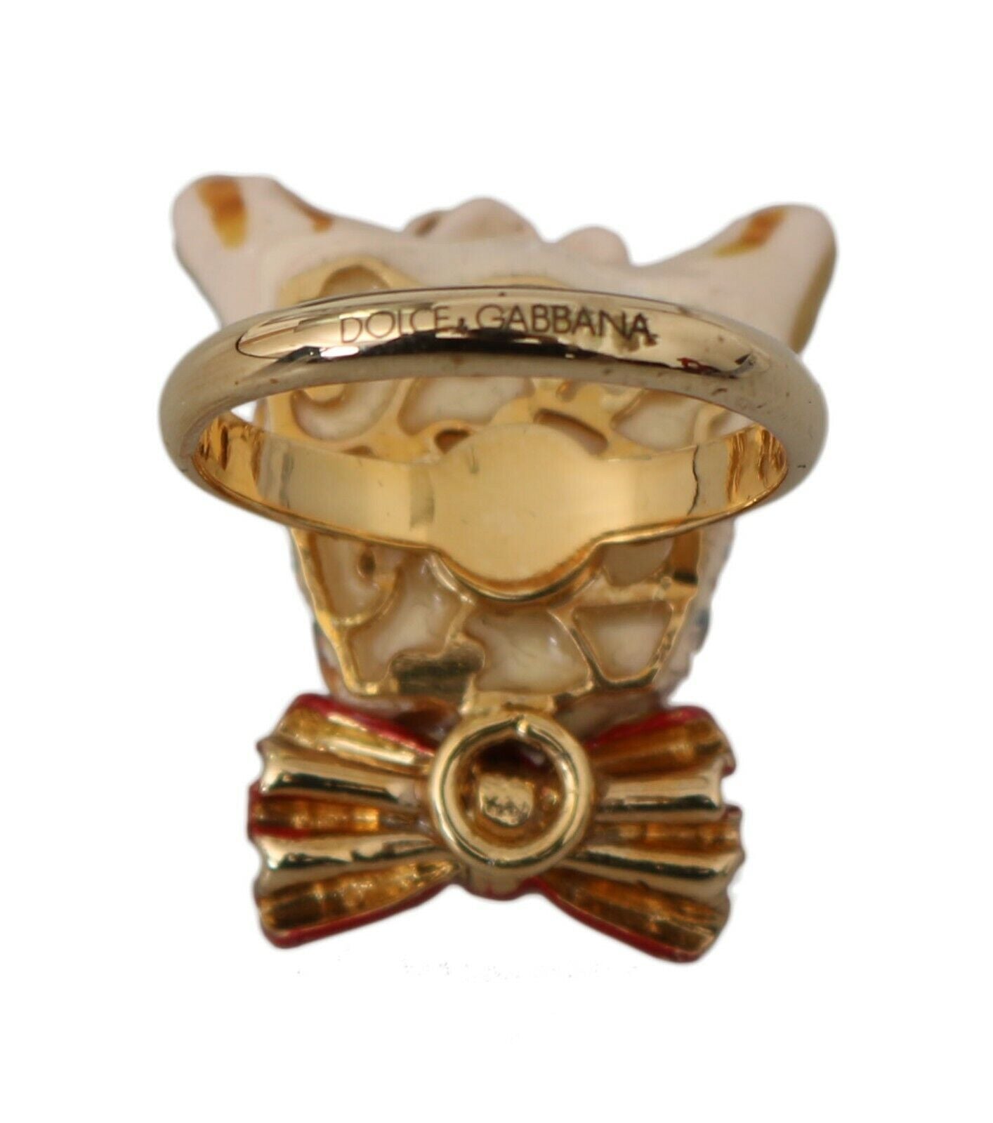 Dolce & Gabbana Elegant Canine-Inspired Gold Tone Ring EU54 / US7