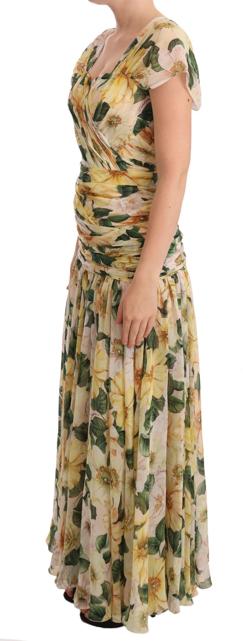 Dolce & Gabbana Floral Elegance Silk Pleated Maxi Dress IT38 / XS