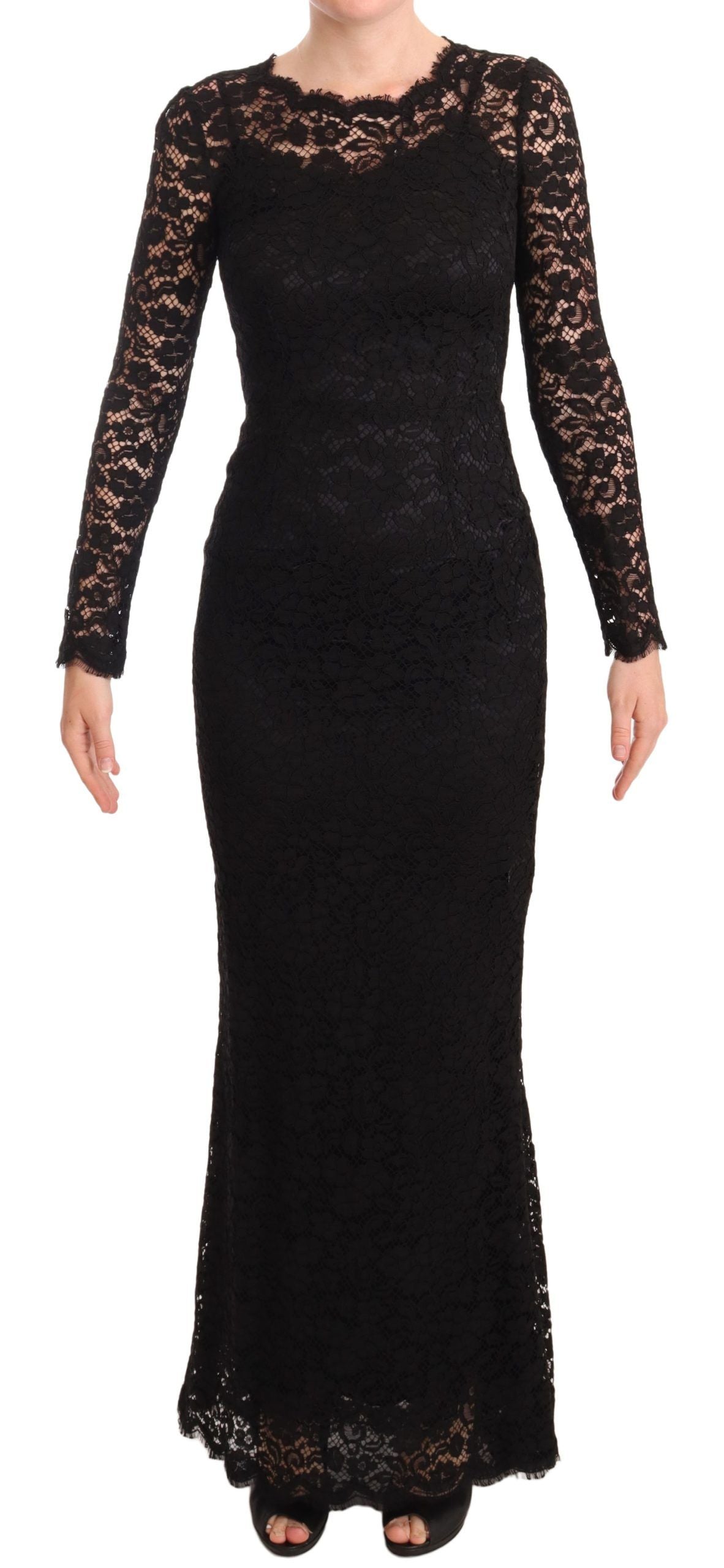 Dolce & Gabbana Elegant Laminated Lace Mermaid Dress IT38 / XS