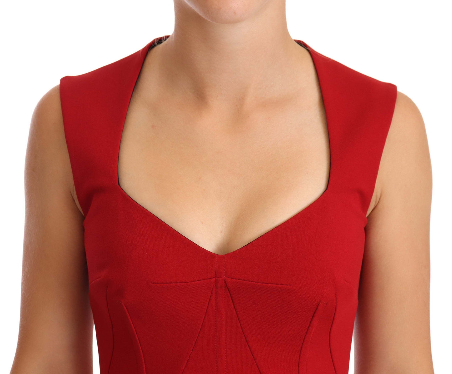 Dolce & Gabbana Elegant Sweetheart Midi Dress in Red IT38 / XS