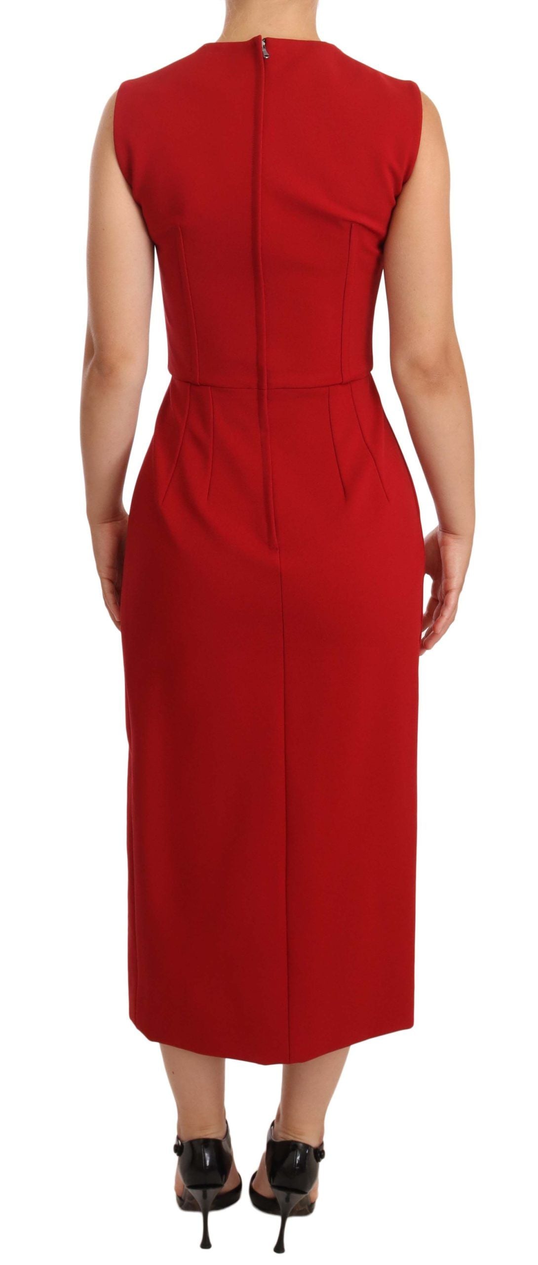 Dolce & Gabbana Elegant Sweetheart Midi Dress in Red IT38 / XS