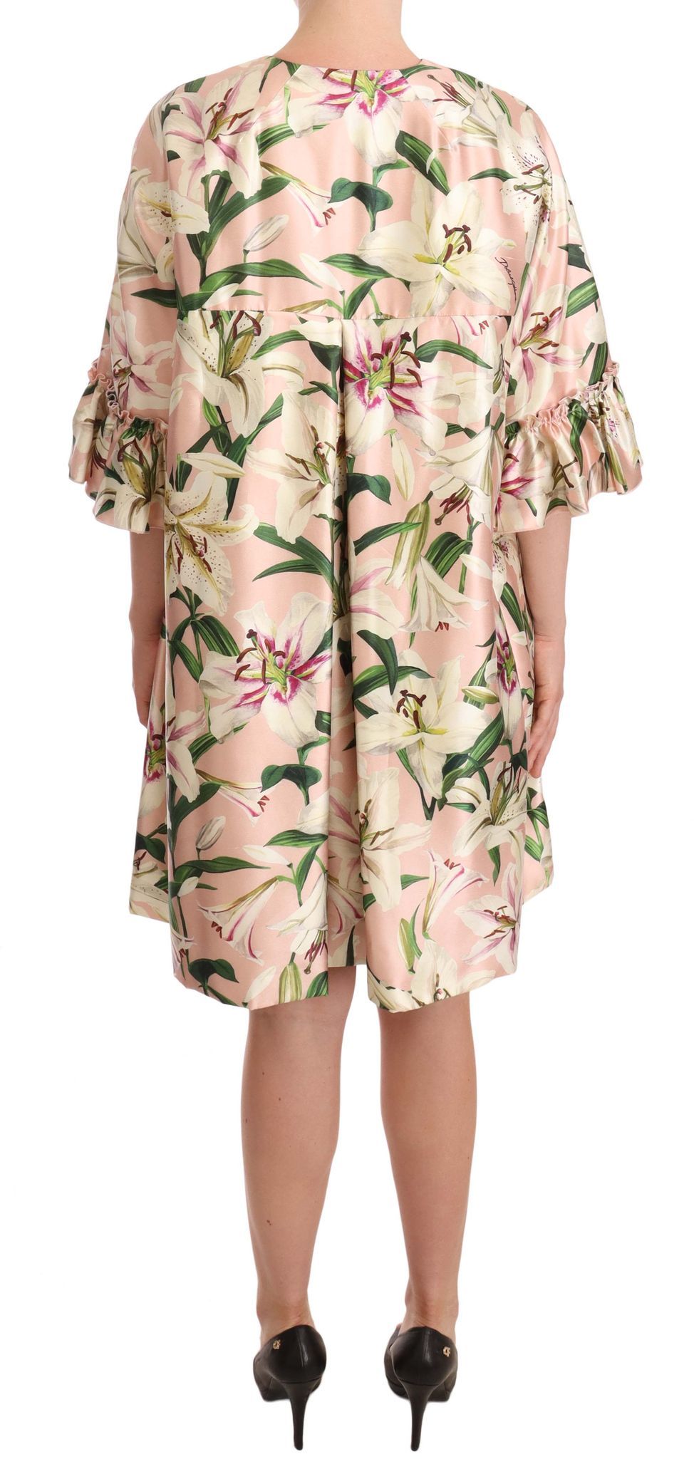 Dolce & Gabbana Elegant Floral Ruffled Silk Long Coat IT42 | M