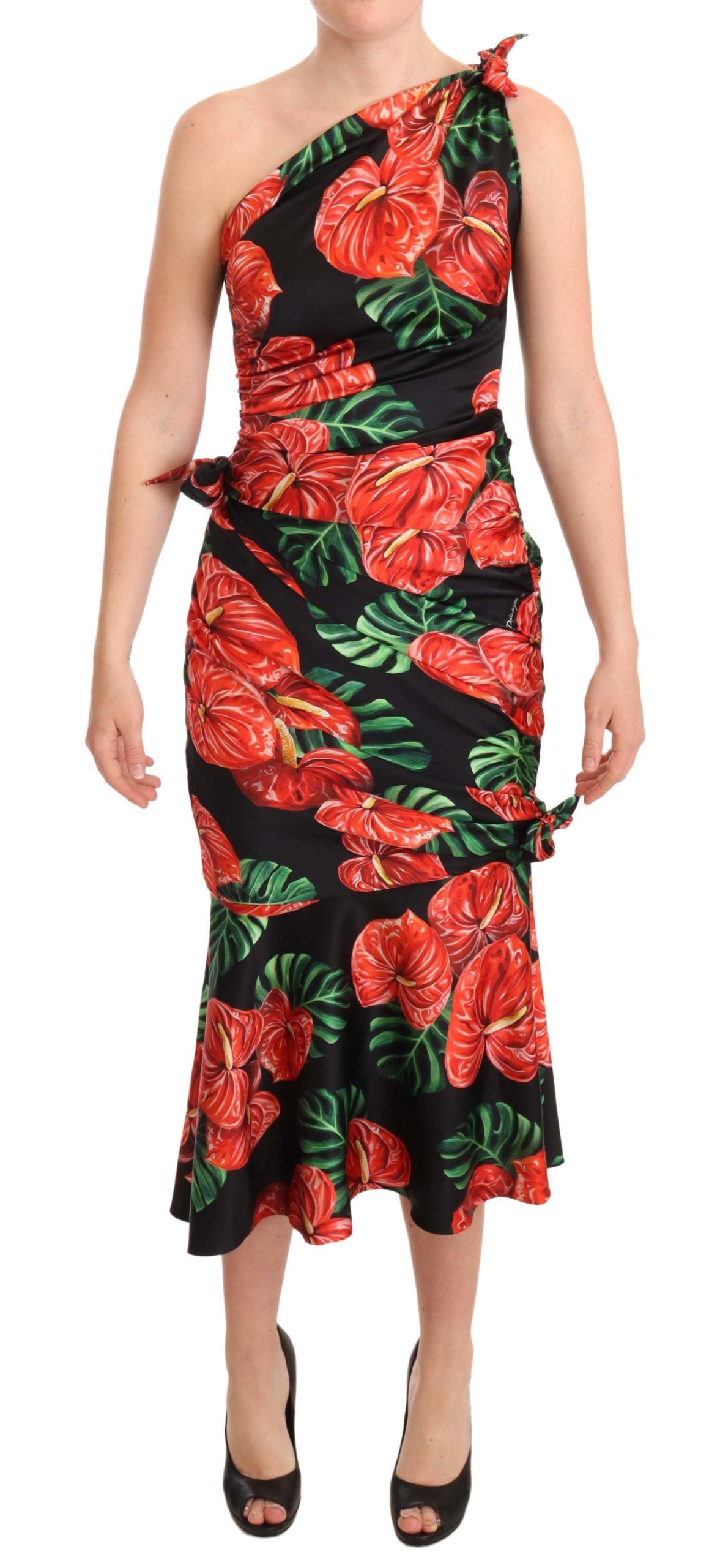 Dolce & Gabbana Elegant Floral Silk Draped  Dress IT38 / XS