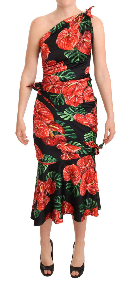 Dolce & Gabbana Elegant Floral Silk Draped  Dress IT38 / XS