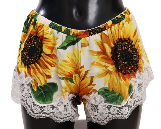 Dolce & Gabbana Sunflower Lace Lingerie Shorts - Silk Blend IT3 / M