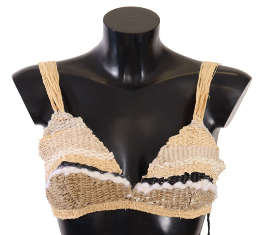 Dolce & Gabbana Chic Beige Crochet Cropped Top IT42 / M