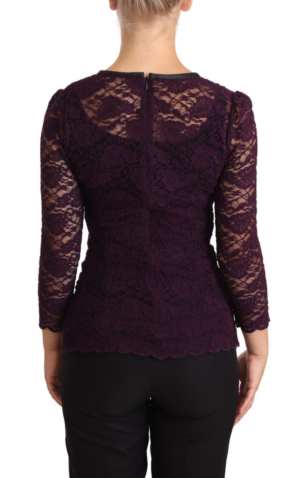 Dolce & Gabbana Elegant Sheer Lace Long Sleeve Blouse IT38 / XS