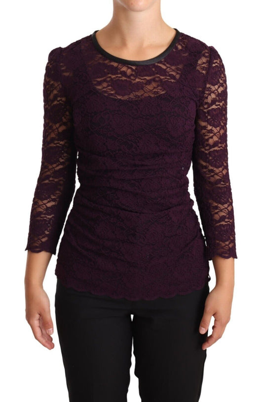 Dolce & Gabbana Elegant Sheer Lace Long Sleeve Blouse IT38 / XS